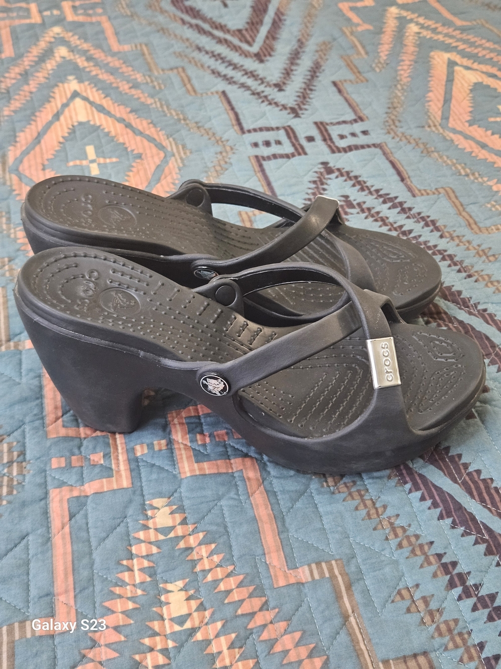 Crocs Womens Black Platform Clog Sandals